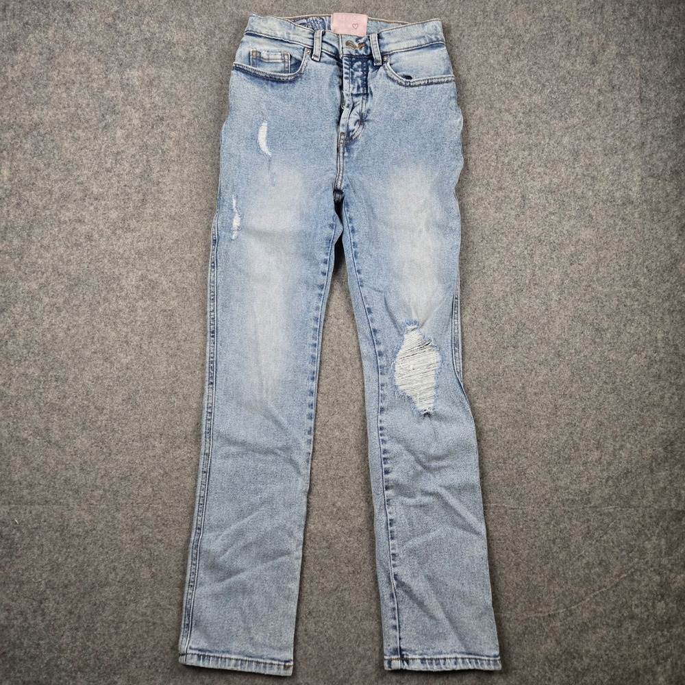 Revice Jeans Womens 27 Blue Denim High‎ Waisted Button Fly Skater Y2K Distressed
